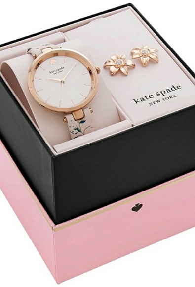 NWT Kate Spade rosegold tone watch earring set - Picture 2 of 6